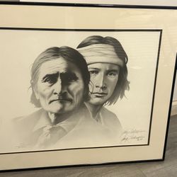 Famed Geronimo Print by Gary Saderup Portrait Hand Signed & Numbered Art