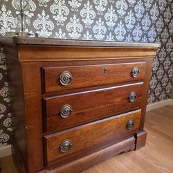 Solid Wood Dresser - Marble Top