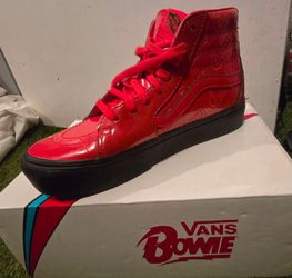 Vans x David Bowie SK8-Hi Red Patent Leather Sneakers Unisex: M 7.0/ W 8. 5