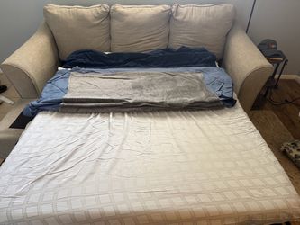 Beige Fabric Sleeper Sofa with Pull-Out Bed