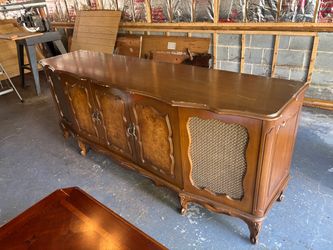 Vintage French Provincial Console Stereo Cabinet