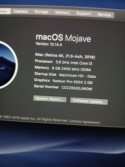 Imac 21" 8 G Mojave Comes With Core Keyboard And Mouse
