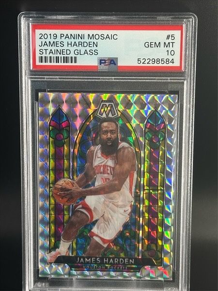 2019-20 Panini Mosaic James Harden Stained Glass Case Hit SSP PSA 10 MT