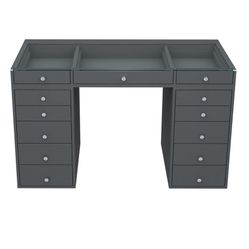 Black Vanity  Desk With Glass Table Top