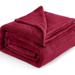 Fleece Blankets King Size Burgundy - Bed Blanket Soft Lightweight Plush Cozy Fuzzy Luxury Microfiber, 108x90 inches