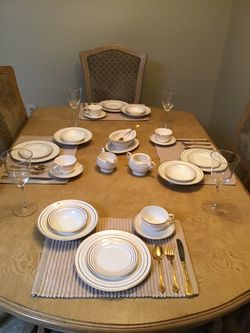 Selling all the dish that wine glasses are included flatware I am selling it separate selling all the dish set with wine glasses serving for six with