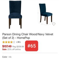 Parson dining chairs navy