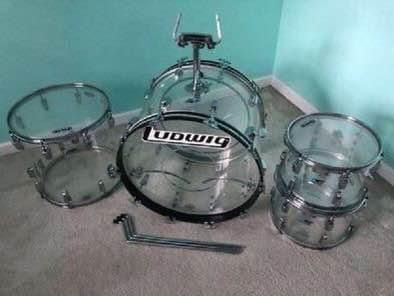 Ludwig Vintage '70s VISTALITE CLEAR 4 Piece Drum Set NICE!