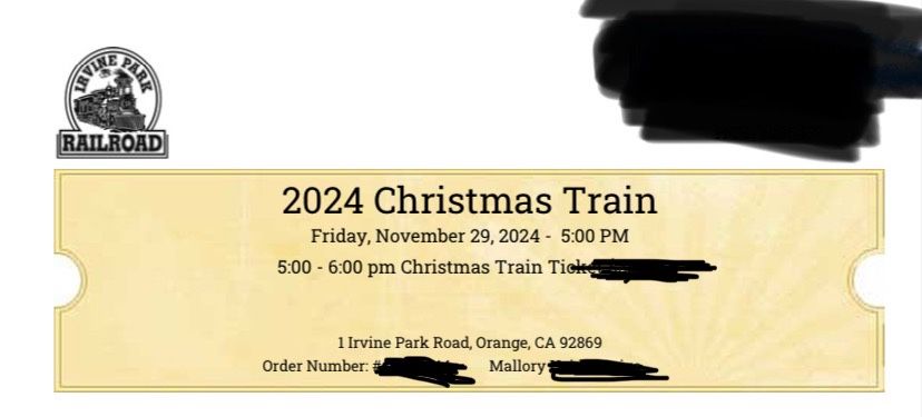 2 Irvine Park Christmas Train tickets