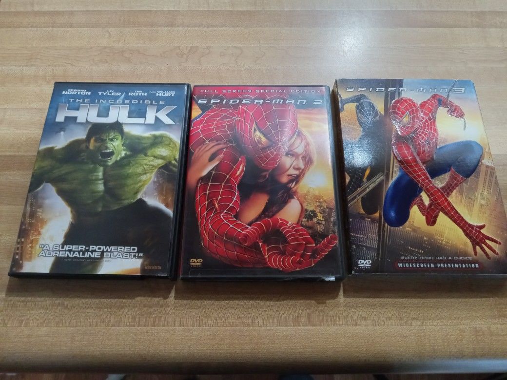 Marvel Movies -the Hulk And Spider Man 2 &3