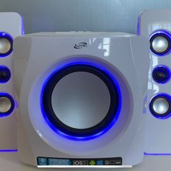 iLive Bluetooth Speakers with Built-In Subwoofer with LED - White 