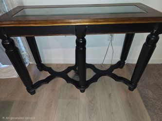 Wood and Glass Top Console Table