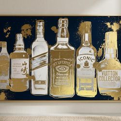 Metallic Liquor Wall Art -Wooden Frame