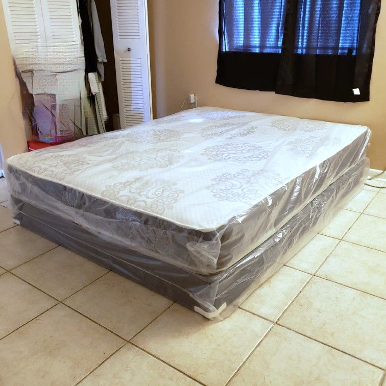 NEW FULL MATTRESS AND BOX SPRING 2PC, bed frame not included on price