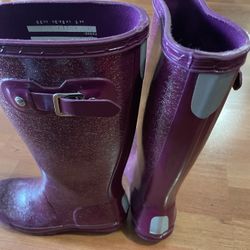 Girl Hunter Boots Purple Sparkle Size 1 