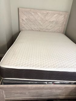 Bed frame , mattress and nightstand