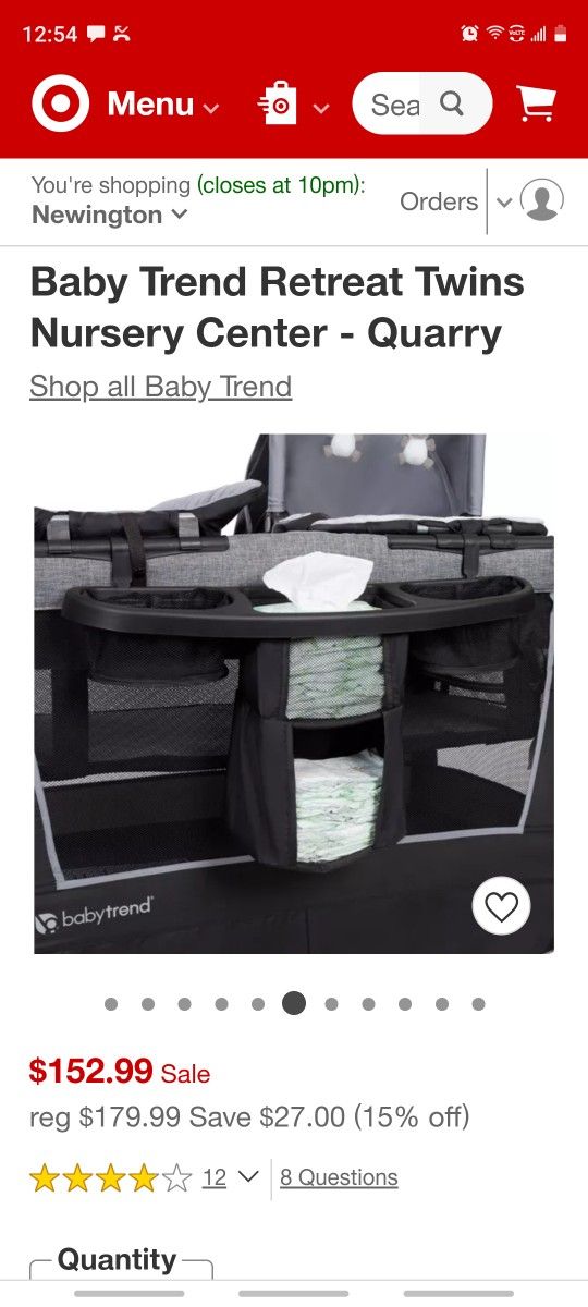 Baby Trend Retreat Twins Nursery Center - Quarry