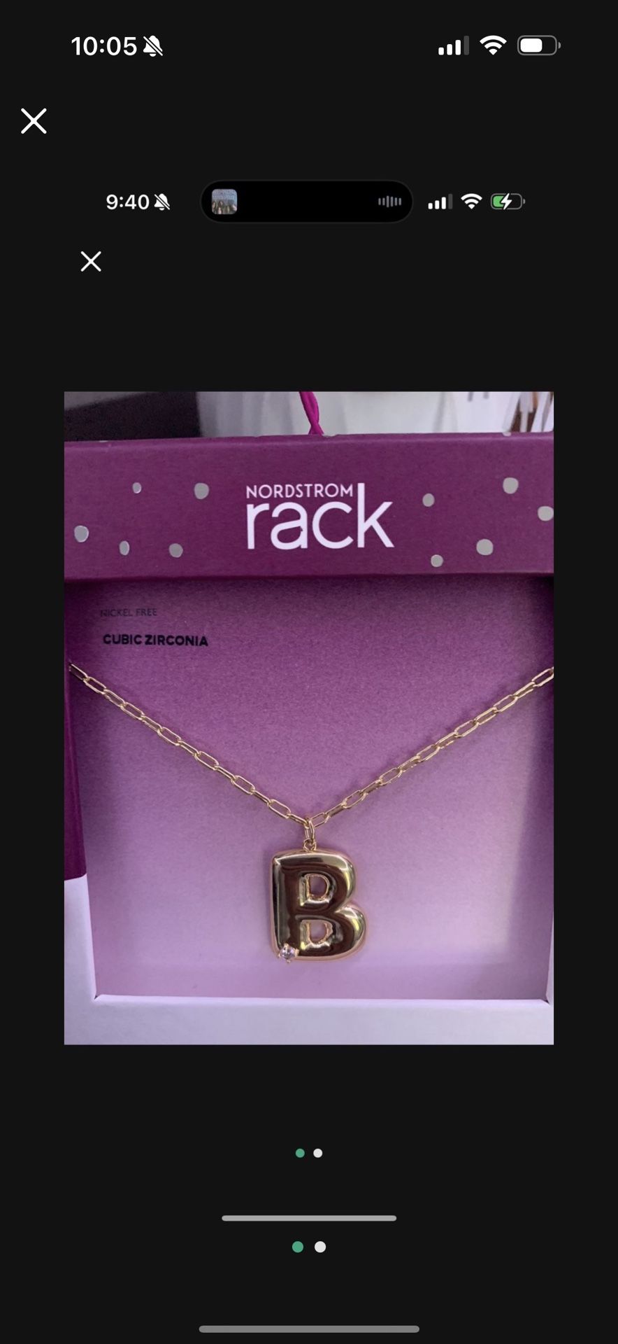 NIB Bubbly Initial CZ Pendant Necklace “B”
