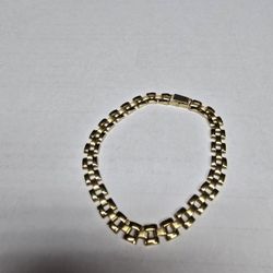 14k GOLD LADIES BRACELET RAILROAD STYLE SIZE 7"