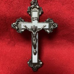 5.25 Inch x 3.25 Inch White Cross Keychain/Mirror Hanging Imported From Greece (4 available)