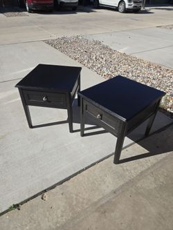 Pair of Black Wood Nightstands/End Tables with Drawer