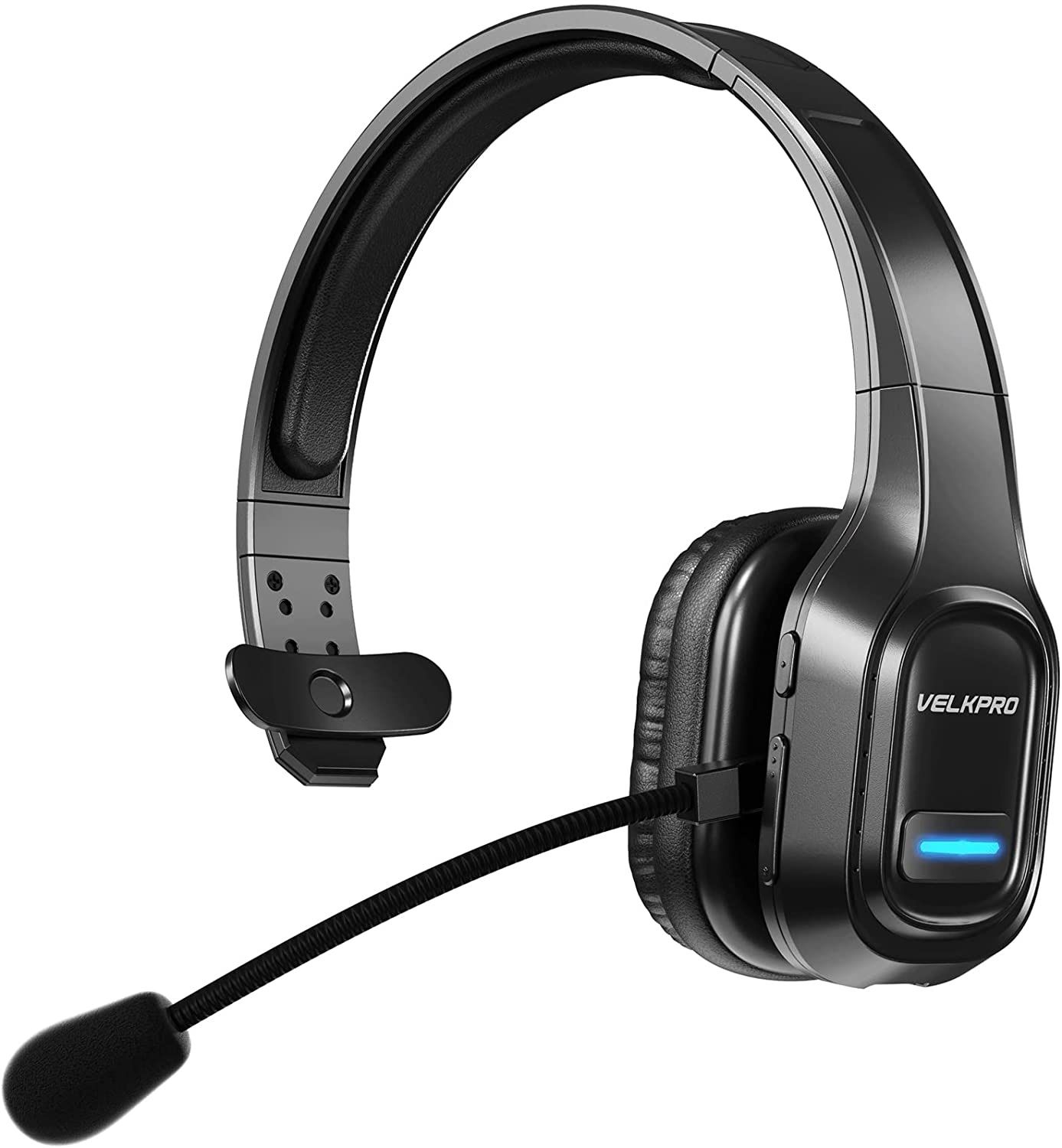 Wireless Headset with Microphone - Comfortable Single-Ear Headphone with Adjustable Headband, Noise Isolation Mic - Communication Accessories for Truc