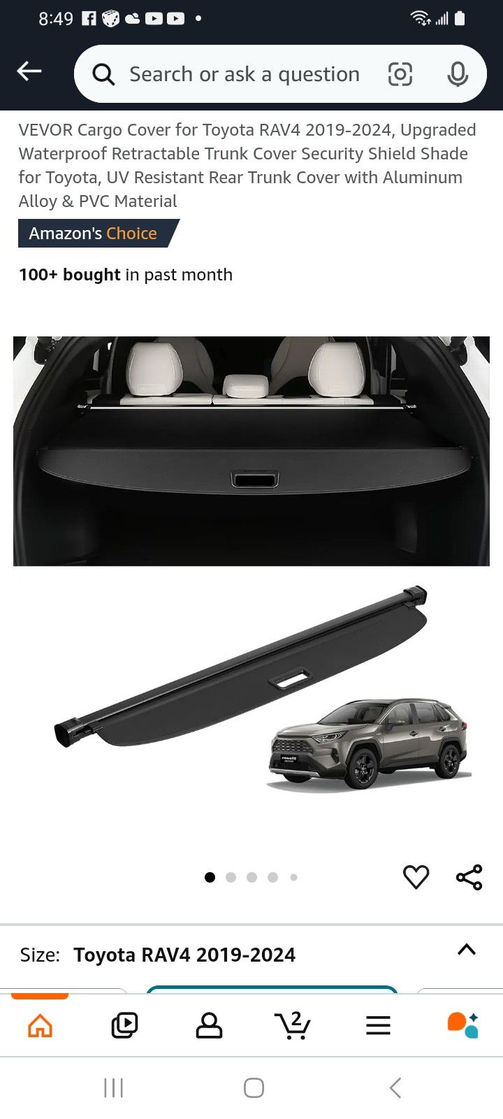 Toyota Rav 4 Rear Retractable Trunk Cover