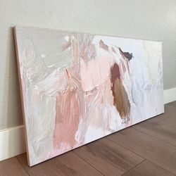 47x24 Extra LARGE Pink/White/Taupe/Brown Textured Canvas Artwork 