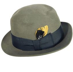Vintage Dobbs Fifth Avenue Fedora Hat Men Fur Felt Olive Green Feather M-L Cap