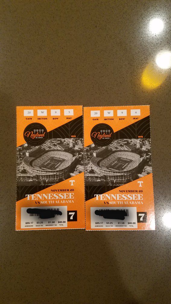 2 Tennessee vs South Alabama Tickets