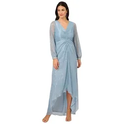 Adrianna Papell Belize Blue Metallic Crinkle Gown Size 4