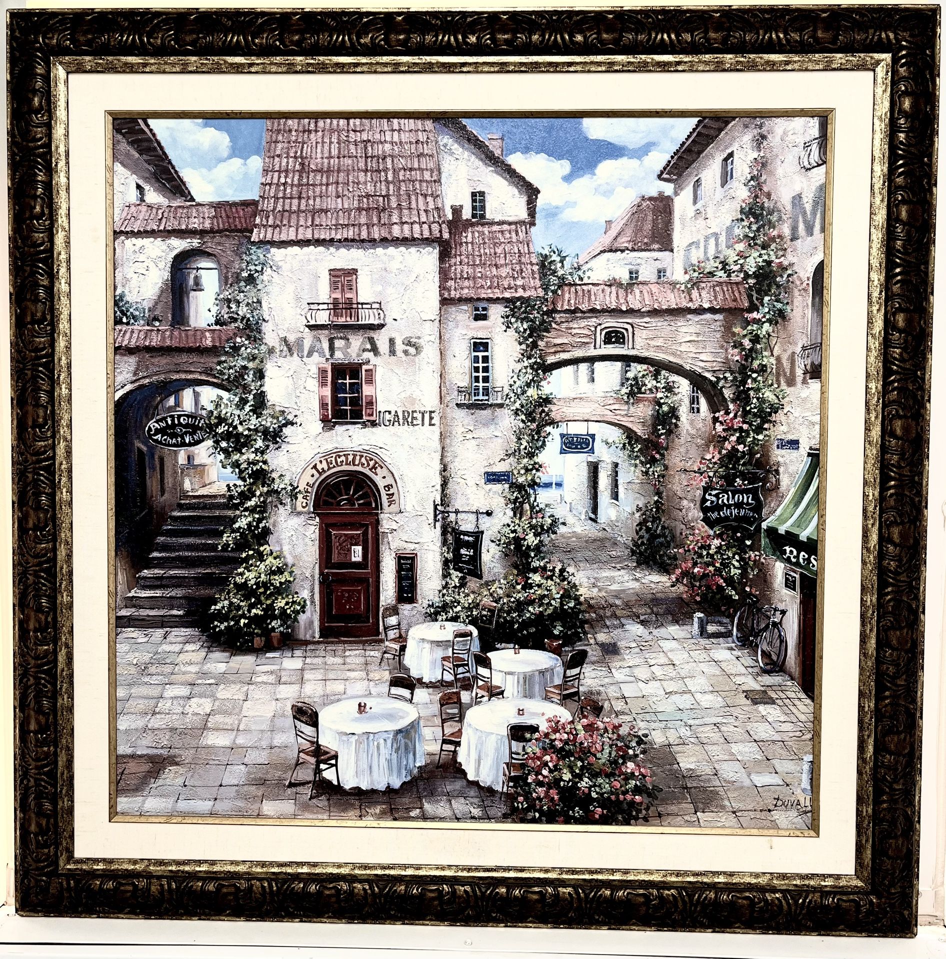 Wall Art Canvas Framed -Le Marais Signed By Robert Duvall 45” X 45” Stunning NM