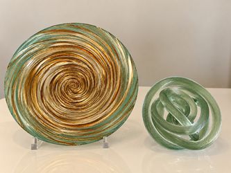 Green & Gold Bowl Home Decor Set – 2 Pieces