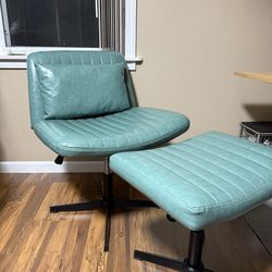 Armless Office Chair and Ottoman