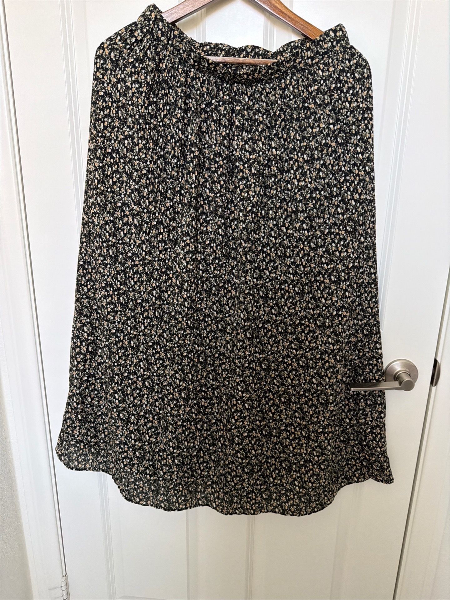Pleione Skirt Women Medium Black Floral Pleated A-Line Cottage Core Prairie