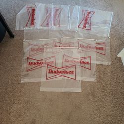7 Budweiser Clear Plastic Bags. 