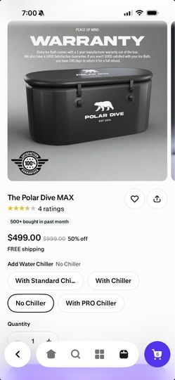Polar dive tub only no chiller