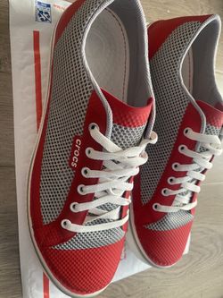 Brand New Crocs Men Sneakers Red/Grey/White Colorway US Men Size 13 Camping Hiking Gym Workout Beach Surfer Paddling Swim Water Sports Yoga Walking