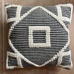 Black And Cream Woven 18” Pillow