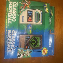 Vintage Mattel Classic Electronic Football + Baseball Handheld Games – “It’s Back!” Edition