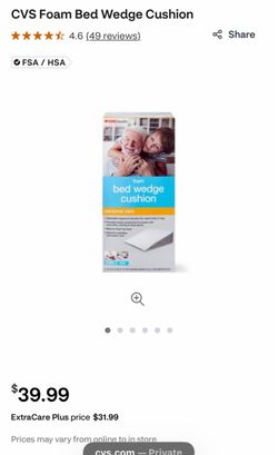 Set of 2 CVS memory foam bed wedge