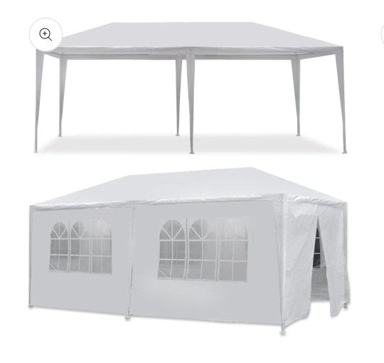 10' x 20' Outdoor Tent Canopy Tent Party Tent Wedding Tent Gazebo Pavilion Backyard Tent with Side Walls, White