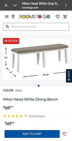 Rooms To Go Hilton Head 6-Piece Dining Set (1 Table, 4 Chairs & 1 Bench)