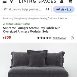 Oversized Armless Loveseat Sofa Couch 