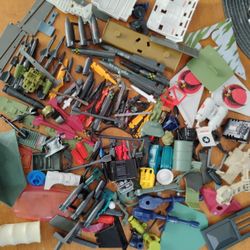 Vintage 1980s Gi Joe Action Figure Collection Weapons Flag Ship Case Lot