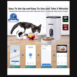 Automatic Dog Feeder HD 1080P Camera Cat Feeders 6L WiFi Smart Pet Feeder with APP Control Timer Settings Dispense Food Two Way Audio Recording Motion