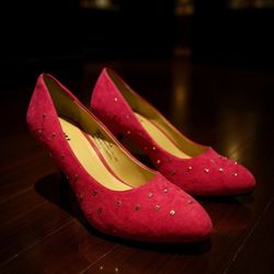 Brand New Pink Suede Pumps With Rhinestones