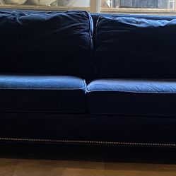 Mitchell Gold Blue Velvet Sofa