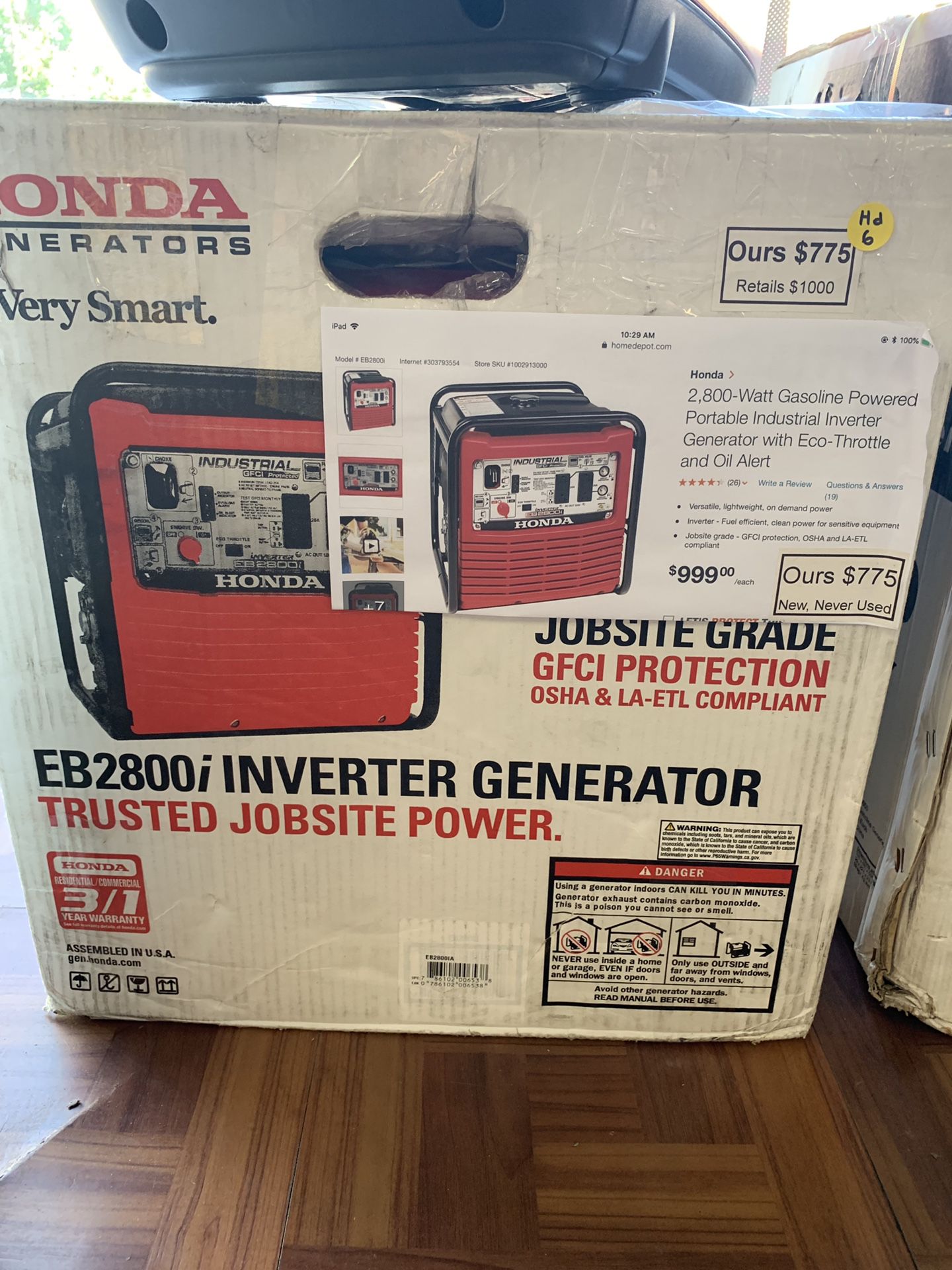New Honda 2800 Watt Inverter Generator. EB2800i