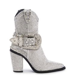 SHARP SHERIFF SHINE COWBOY BOOTS - SILVER
